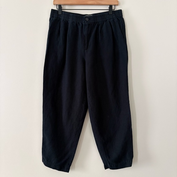 Madewell Women's Linen-Blend Track Trousers Black Size M - Picture 4 of 15